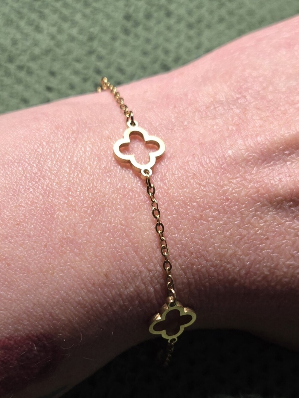 Gold Tone Clover Link Bracelet